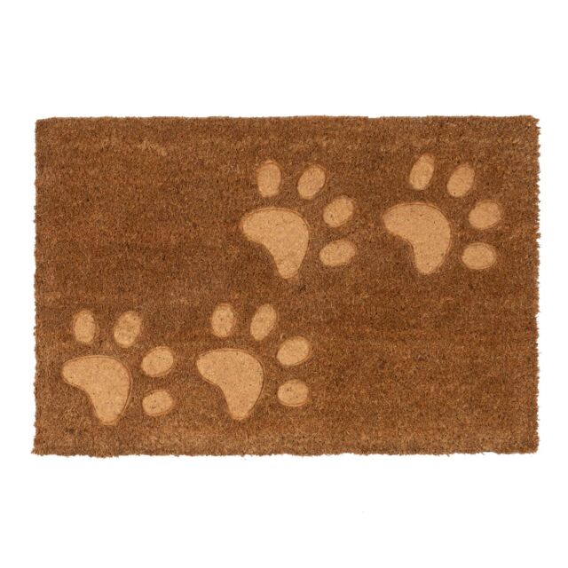 Nicola Spring Coir Door Mat - 60 x 40cm - Embossed Paws in Brown - Size: 40 cm x 60 cm - image 1