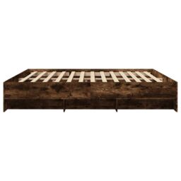 Berkfield Home Bed Frame without Mattress Smoked Oak 180x200 cm Super King Engineered Wood in Brown - thumbnail 6