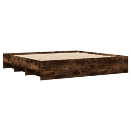 Berkfield Home Bed Frame without Mattress Smoked Oak 180x200 cm Super King Engineered Wood in Brown - thumbnail 4