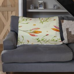 Benjamin Tate Design Green Branches On Light Blanket in Natural - Size: 120 cm x 150 cm - thumbnail 2