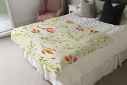 Benjamin Tate Design Green Branches On Light Blanket in Natural - Size: 120 cm x 150 cm - thumbnail 3