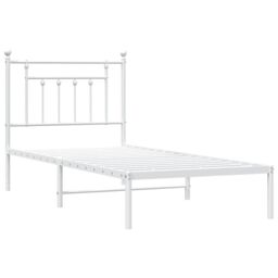 Berkfield Home Metal Bed Frame with Headboard White 90x190 cm Single - thumbnail 5