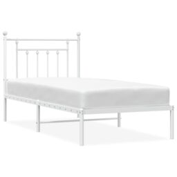 Berkfield Home Metal Bed Frame with Headboard White 90x190 cm Single - thumbnail 2