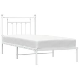 Berkfield Home Metal Bed Frame with Headboard White 90x190 cm Single - thumbnail 4