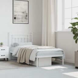 Berkfield Home Metal Bed Frame with Headboard White 90x190 cm Single - thumbnail 3