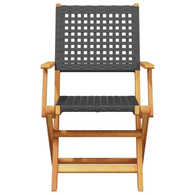 Berkfield Home Beautiful 3 Piece Bistro Set Black Poly Rattan & Solid Wood - image 1