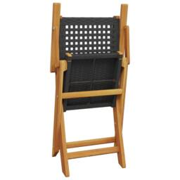 Berkfield Home Beautiful 3 Piece Bistro Set Black Poly Rattan & Solid Wood - thumbnail 7