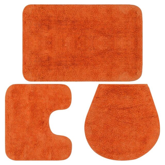 Berkfield Home Bathroom Mat Set 3 Pieces Fabric Orange - image 1