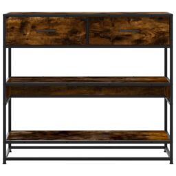 Berkfield Home Console Table Smoked Oak 90x35x80 cm Engineered Wood in Brown - Size: 90 x 35 x 80 cm - thumbnail 4