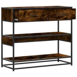 Berkfield Home Console Table Smoked Oak 90x35x80 cm Engineered Wood in Brown - Size: 90 x 35 x 80 cm - thumbnail 5