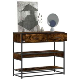 Berkfield Home Console Table Smoked Oak 90x35x80 cm Engineered Wood in Brown - Size: 90 x 35 x 80 cm - thumbnail 1