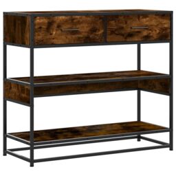 Berkfield Home Console Table Smoked Oak 90x35x80 cm Engineered Wood in Brown - Size: 90 x 35 x 80 cm - thumbnail 2