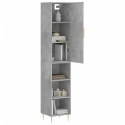 Berkfield Home Highboard Concrete Grey 34.5x34x180 cm Engineered Wood - thumbnail 1