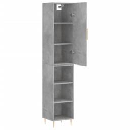 Berkfield Home Highboard Concrete Grey 34.5x34x180 cm Engineered Wood - thumbnail 4