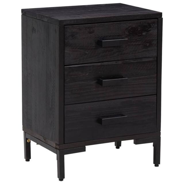 Berkfield Home Bedside Cabinet Black 36x30x54 cm Solid Pinewood - Size: 36 x 30 x 54 cm - image 1