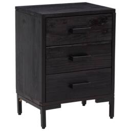 Berkfield Home Bedside Cabinet Black 36x30x54 cm Solid Pinewood - Size: 36 x 30 x 54 cm - thumbnail 1