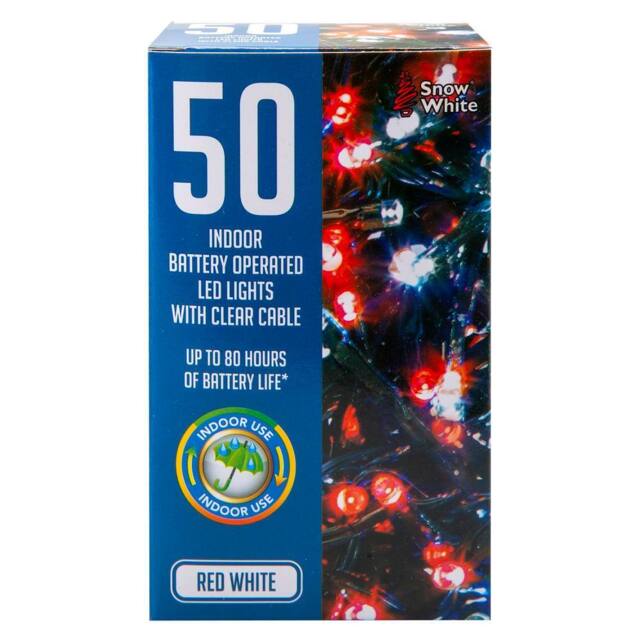 VFM e-Store Christmas Cold White & Red String Lights 30 Bulbs 5m 30cm Lead X 1 - image 1
