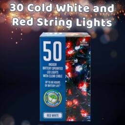 VFM e-Store Christmas Cold White & Red String Lights 30 Bulbs 5m 30cm Lead X 1 - thumbnail 3