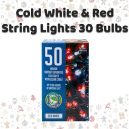 VFM e-Store Christmas Cold White & Red String Lights 30 Bulbs 5m 30cm Lead X 1 - thumbnail 2