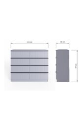 FWStyle Lania Ripple Effect Dark Grey 8 Drawer Chest Of Drawers (H) 77 (W) 114 (D) 40cm - thumbnail 5