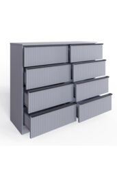 FWStyle Lania Ripple Effect Dark Grey 8 Drawer Chest Of Drawers (H) 77 (W) 114 (D) 40cm - thumbnail 3