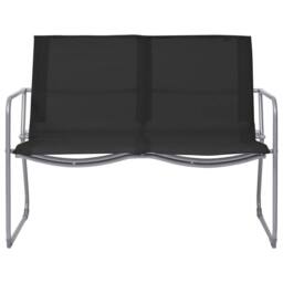 Berkfield Home 4 Piece Garden Lounge Set Fabric & Steel Black - thumbnail 2