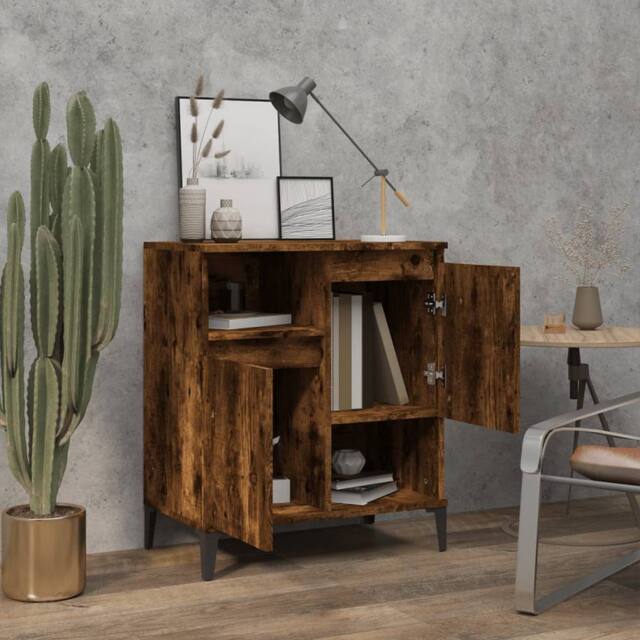 Berkfield Home Sideboard Smoked Oak 60x35x70 cm Engineered Wood in Brown - Size: 60 x 35 x 70 cm - image 1