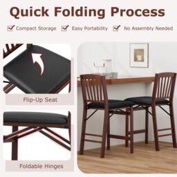 Costway Set of 2 Counter Height Chairs Folding Kitchen Island Stool in Brown - thumbnail 5