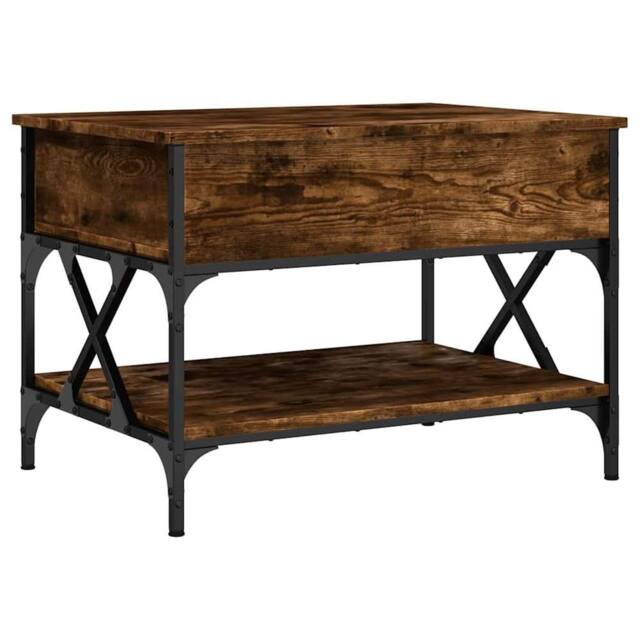 Berkfield Home Coffee Table Smoked Oak 70x50x50 cm Engineered Wood & Metal in Brown - Size: 70 x 50 x 50 cm - image 1