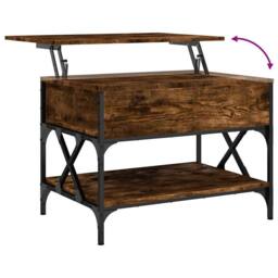 Berkfield Home Coffee Table Smoked Oak 70x50x50 cm Engineered Wood & Metal in Brown - Size: 70 x 50 x 50 cm - thumbnail 8