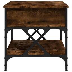 Berkfield Home Coffee Table Smoked Oak 70x50x50 cm Engineered Wood & Metal in Brown - Size: 70 x 50 x 50 cm - thumbnail 6