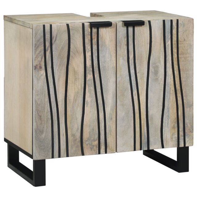 Berkfield Home Sink cabinet with Shelf with Storage with Door Brown, Black 62 x 33 x 58 cm in Brown - image 1