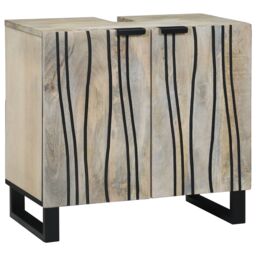 Berkfield Home Sink cabinet with Shelf with Storage with Door Brown, Black 62 x 33 x 58 cm in Brown - thumbnail 1