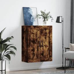 Berkfield Home Wall Mounted Cabinet Smoked Oak 69.5x34x90 cm Engineered Wood in Brown - thumbnail 3