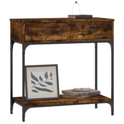 Berkfield Home Decorative Console Table Smoked Oak 75x34.5x75 cm Engineered Wood in Brown - thumbnail 4