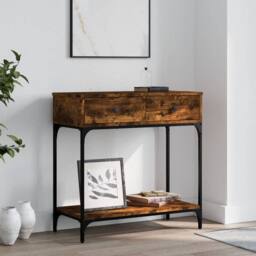 Berkfield Home Decorative Console Table Smoked Oak 75x34.5x75 cm Engineered Wood in Brown - thumbnail 2