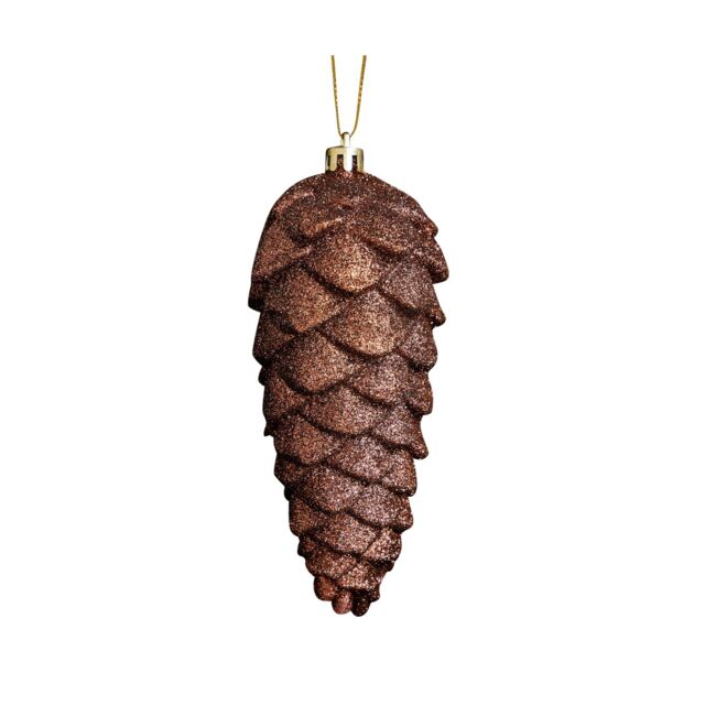 Melody Maison Set Of 2 Tan Glittered Pinecone Bauble Decoration - 12cm in Bronze - image 1