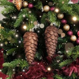 Melody Maison Set Of 2 Tan Glittered Pinecone Bauble Decoration - 12cm in Bronze - thumbnail 3