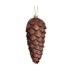 Melody Maison Set Of 2 Tan Glittered Pinecone Bauble Decoration - 12cm in Bronze - thumbnail 1