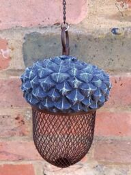 Inspirational Gifting Acorn Bird Feeder Hanging with Mesh for Peanuts or Seeds in Silver - thumbnail 2