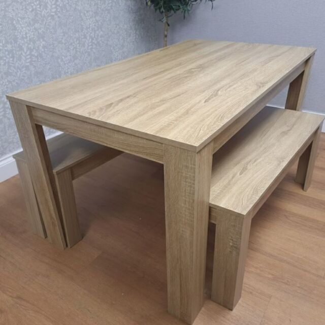 KOSY KOALA Dining Table With 2 Bench, Dining Room Table Set for 4 in Beige - image 1