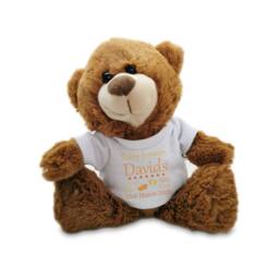 Uniqueful Personalised Teddy Bear Newborn Baby Design Orange T-Shirt Toy in Brown - thumbnail 3