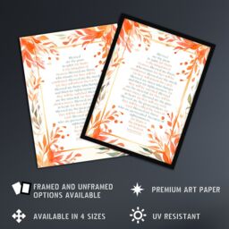"Artery8 Wall Art Print Blessed Beatitudes Sermon of the Mount Matthew Gospel Orange Framed Art - Size: W12"" x H16""" - thumbnail 2