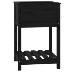 Berkfield Home Planter with Shelf Black 54x54x81 cm Solid Wood Pine - Size: 54 x 54 x 81 cm - thumbnail 3