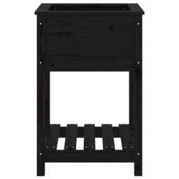 Berkfield Home Planter with Shelf Black 54x54x81 cm Solid Wood Pine - Size: 54 x 54 x 81 cm - thumbnail 5