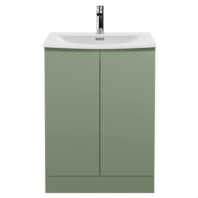 Balterley Mavesyn Contemporary 2 Door Vanity Basin Unit, Satin Green, 600mm in Green - image 1
