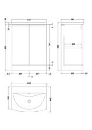 Balterley Mavesyn Contemporary 2 Door Vanity Basin Unit, Satin Green, 600mm in Green - thumbnail 2
