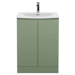 Balterley Mavesyn Contemporary 2 Door Vanity Basin Unit, Satin Green, 600mm in Green