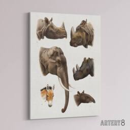 "Artery8 Animals Vintage Illustration Lydekker Canvas Wall Art Print in White - Size: W18"" x H24""" - thumbnail 2