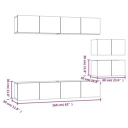 Berkfield Home Classic 4 Piece TV Cabinet Set Smoked Oak Engineered Wood in Brown - thumbnail 9